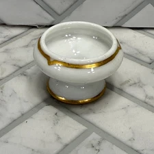 VTG Bavaria Pedestal Salt Cellar White Porcelain Gold Trim Vintage German Dish