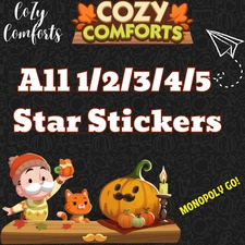 Monopoly_Go Stickers 🌻 Cozy Comforts All Stickers 1/2/3/4/5 starts 🌻