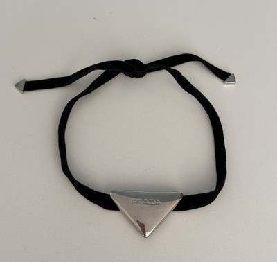 PRADA  Black Velvet Chocker Necklace Pendant Tie to any Length Beautiful Chocker