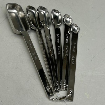 RSVP (6 Spoons) Endurance Stainless Steel Measuring Spice Spoon Set 1/8tsp,1/4ts