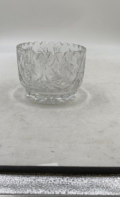 Vintage Clear Crystal Cut Glass Swirling Hobstar Design Mixing Bowl