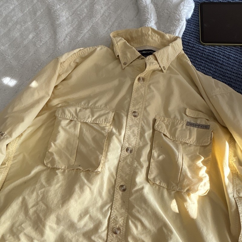 Exofficio Vented Men`s XXL Long Sleeve Button Up Zip Pocket Nylon Fishing Shirt