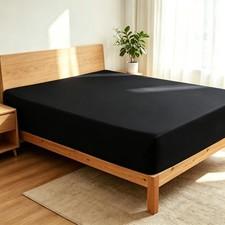 100 Egyptian Cotton 400 Thread Count Queen Size Sateen Fitted Sheet Only, De...