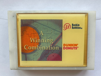 Baskin Robbins Dunkin Donuts Paperweight Marble Base A Winning Combination VTG