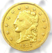 1836 Classic Gold Quarter Eagle $2.50 Coin - Certified PCGS VF Details - Rare!