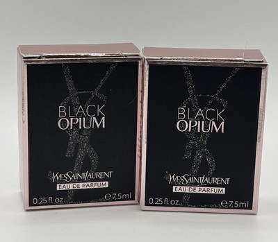 NEW 2X Yves Saint Laurent YSL Black Opium Eau de Parfum MINI BOTTLES 0.25oz Each