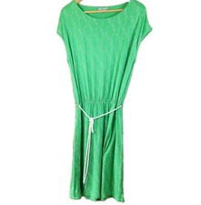 Me&I Green Dress M New Without Tags Scandi Boho Stretch Viscose Jersey Belted...
