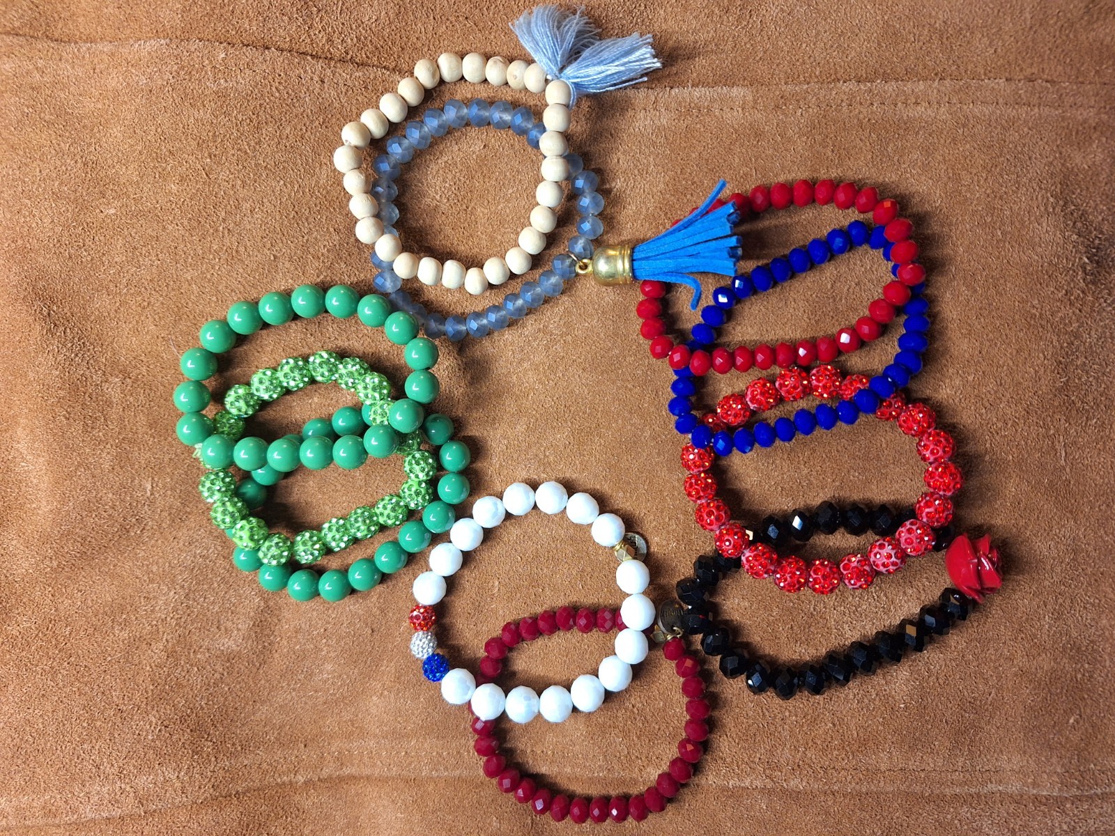 Multicolor Beaded Stackable Charm Dangle Bracelet… - image 3