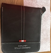 Men's Black Solid Zip-Around Wallet Credit Card Holder w/ ID Window Zipper
