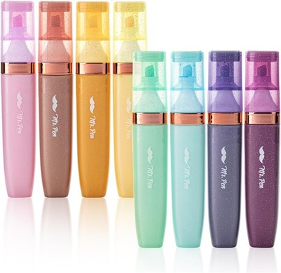 Mr. Pen- Glitter Highlighters, 8 Pack, Pastel & Metallic Colors | Chisel Tip Gli