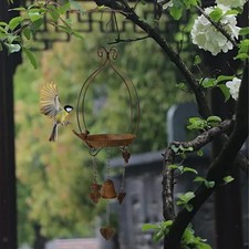 Hanging Bird Feeder Tray Iron Birdbath Cage Accessories Decorative Yard with