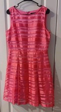 Tahari Arthur S. Levine Pink Dress Size 10 Pink Sheer Overlay Pleats Barbiecore