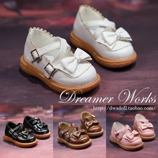 1/6 1/4 Japanese Style PU Leather Shoes Cross Straps Bow Lace Shoes For BJD Doll