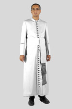 Lightweight White Clergy Cassock with Black Trim