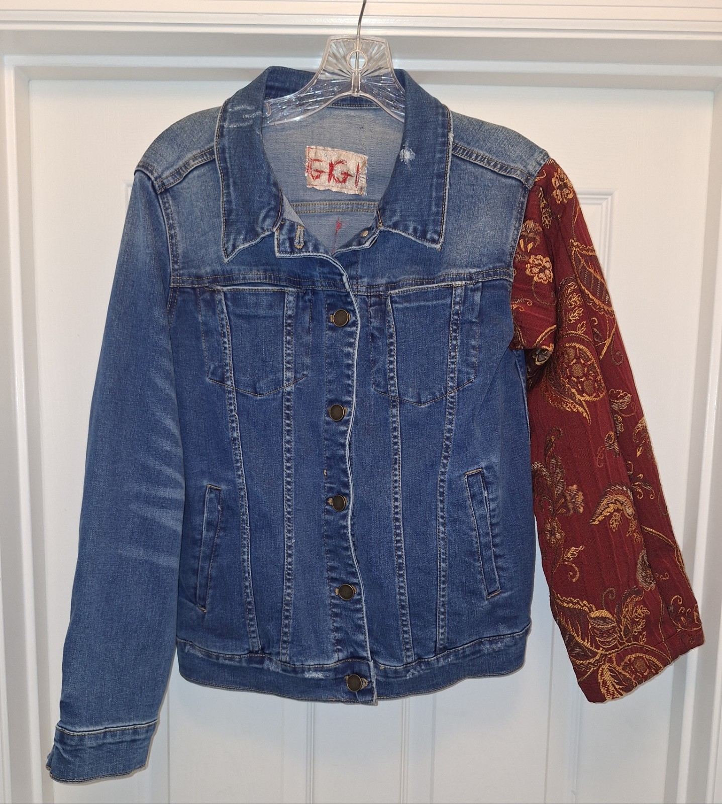 Boho GIGI Denim Jacket Customized Patchwork Tapes… - image 2