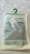 Calvin Klein Boys Gray Boxer Brief Underwear Cotton Size L 12-14