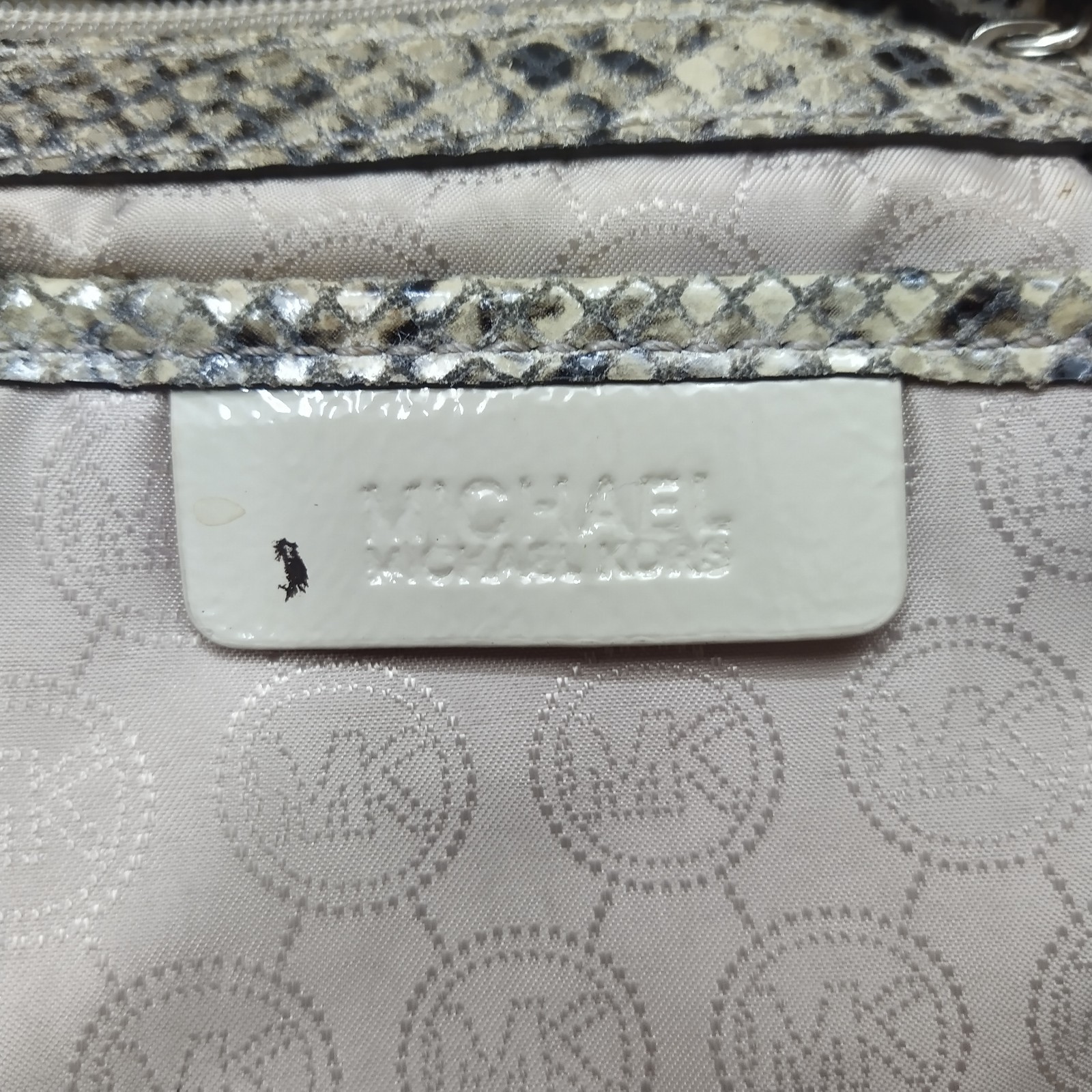 Michael Kors Gray Leather Python Embossed Pushloc… - image 21