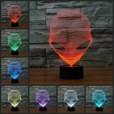 7 Color Changing UFO 3D ET Martian Alien Led Table Lamp Night Light Touch Remote