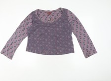 Monsoon Damen lila Blumen Pullover, Gr&ouml;&szlig;e 16, Rundhalsausschnitt