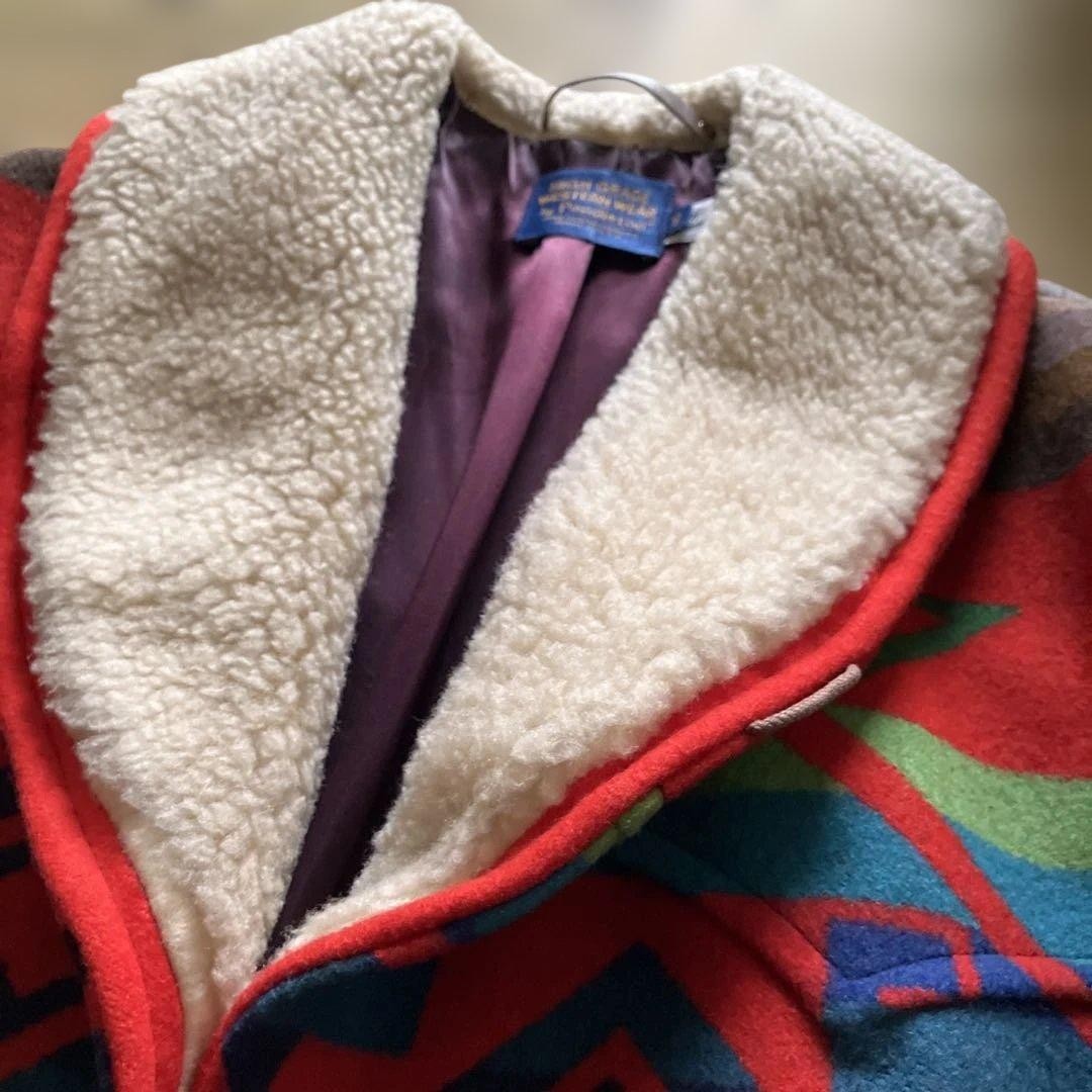 Pendleton Wool Coat 40 Geometric Pattern Multi-Co… - image 9