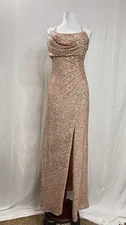 Vintage Y2K Sequin Maxi Dress 5 Morgan & Co. Blush Pink Full Length Stretch