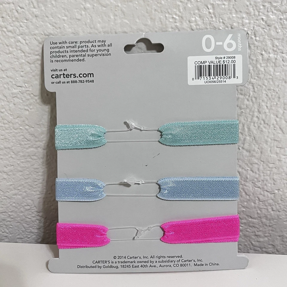 Carter's Headwraps Diademas Conjunto de 3 Flores Lazo Elástico Niñas 0-6 Meses NUEVO Foto 3 de 3