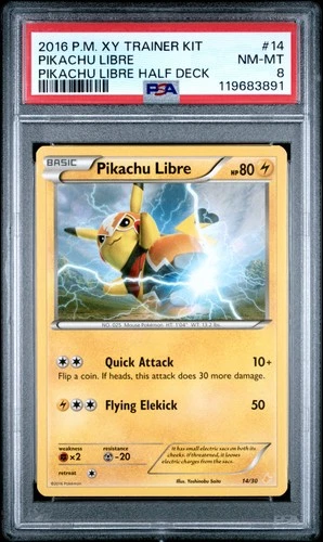 2016 POKEMON XY TRAINER KIT PIKACHU LIBRE HALF DECK #14 PIKACHU LIBRE PSA 8