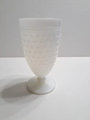 Vintage White Milk Glass Hobnail Footed Goblet #20