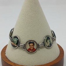 Elvis Presley Charm Bracelet Silver Tone Cabochon Charms