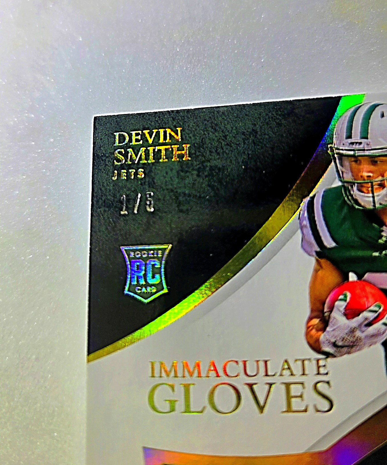 2015 Panini Immaculate Devin Smith # 1/5 Worn Gloves Shield Logo 1/1 Type 🔥 Rc