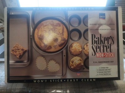 Ekco Baker's Secret 5-Piece Baking Pan Set Non-Stick New Open Box NOS NIP