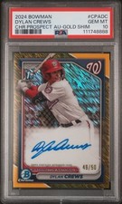 2024 Bowman Chrome Prospect Gold Shimmer Autographs CPADC Dylan Crews PSA 10 GEM