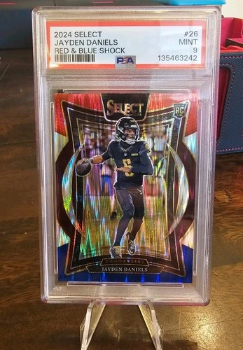 2024 Panini Select - Concourse Jayden Daniels #26 Red/Blue Shock Prizm(RC) PSA 9