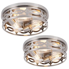 Brushed Nickel Flush Mount Ceiling Light Fixtures,3-Light Modern Hallway Ligh...