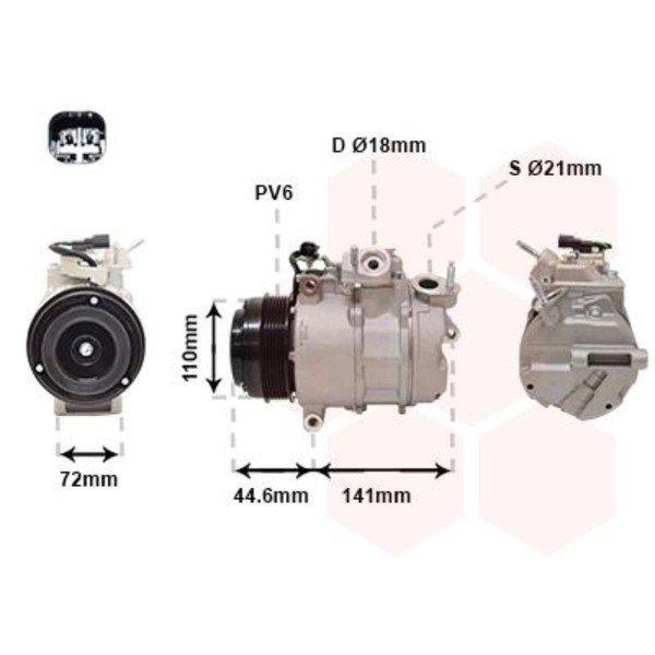 VAN Wezel Klimakompressor 7SBH17C Passend FüR Ford C-MAX Focus Galaxy Grand Mond-image