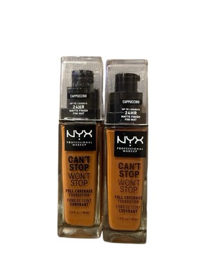 2 Bottles NYX Can't Stop Won't Stop Full Coverage Foundation- Cappuccino
