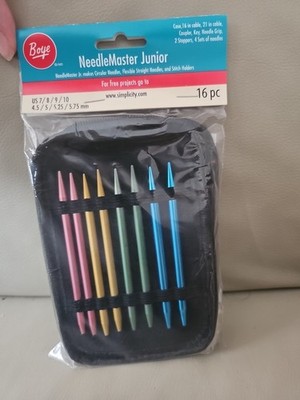 Boye Needle Master Junior 16 Pc Knitting Needle Set In Case US 7, 8, 9, 10 Cable