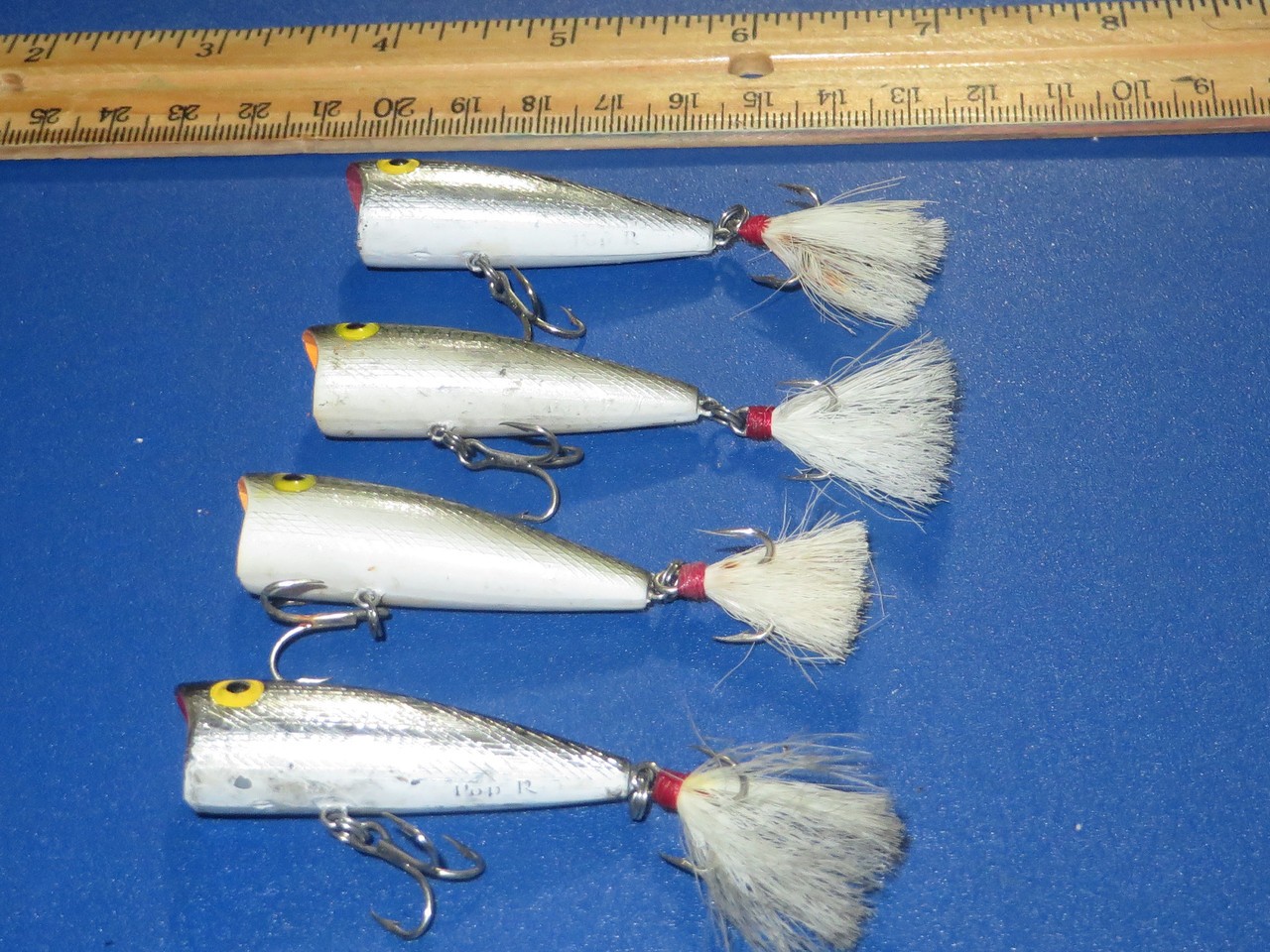 Lot of 4 Rebel Pop-R UL Small Topwater Lures Silver Black - Image 3