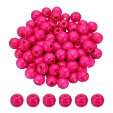 16mm Wooden Beads for Craft Making, 100 Pcs Loose Spacer Beads, Rose Red