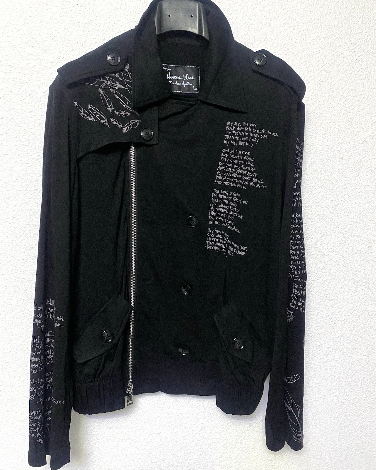 Number (N)ine Takahiro Miyashita Black Biker Jacket L Zip/Button Pockets - product detail image 3