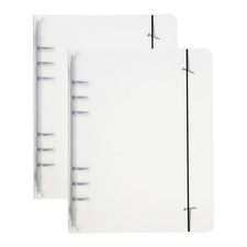 2Pcs A5 Binder Cover PP 6 Ring Round Ring Binder Cover with Black Fixing Belt