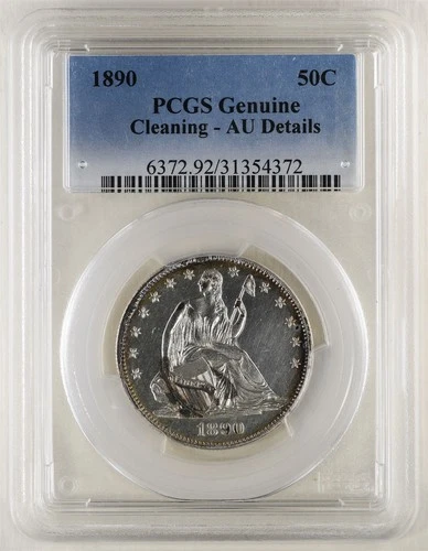 1890 US Seated Liberty Silver Half Dollar 50C PCGS Genuine Cleaning - AU Details