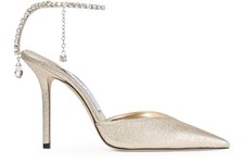 JIMMY CHOO 'Saeda' Platinum/Crystal Pumps New Authentic