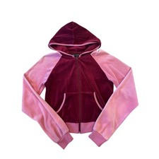 y2k pink velour zip up