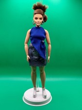 Hand-sewn Top  Denim Short Skirt With Slit For Barbie Doll  Curvy Doll 