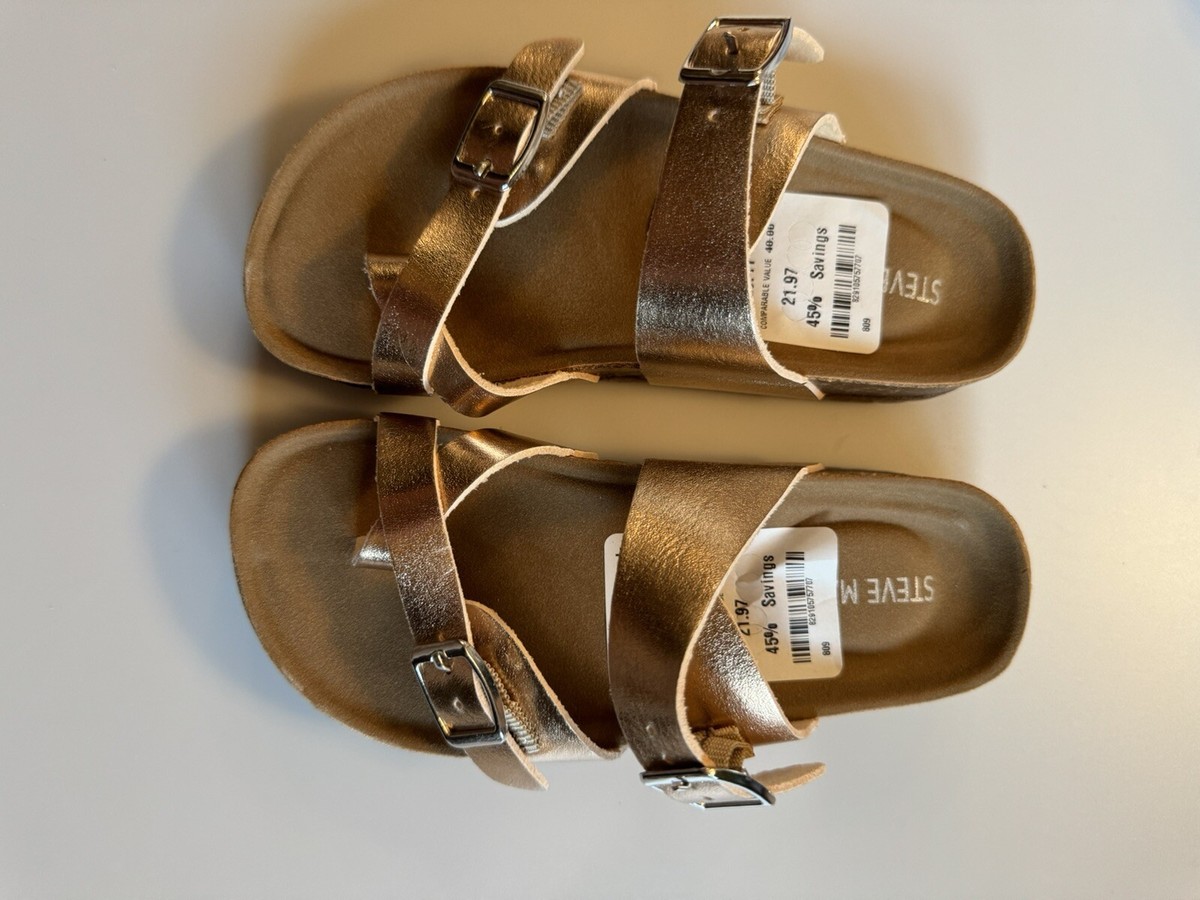 Steve Madden Girls Beached Rose Gold Slide Sandal NEW 11 Slip On