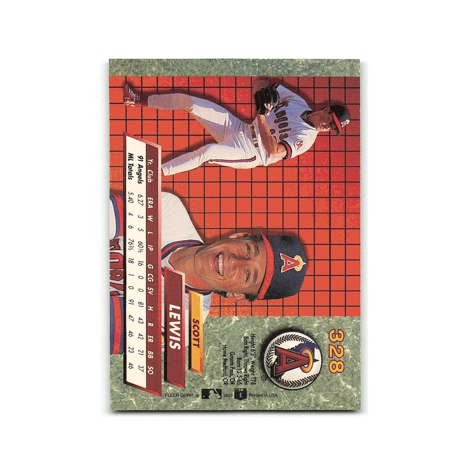 Scott Lewis Rookie 1992 Fleer Ultra #328 California Angels Baseball Card NM - Image 2 of 3