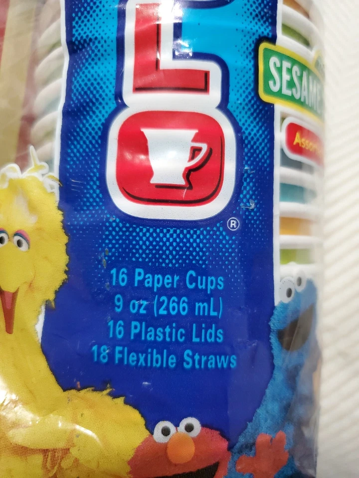 Paquete combinado de 16 tazas tapas pajitas Bert Earnie Big Bird vintage de Plaza Sésamo solo Foto 2 de 4