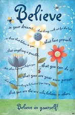 BELIEVE IN YOURSELF inspirational spiritual poster 22x34 new free shipping