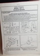 Earthway Broadcast Spreader 100T13 Assembly, Parts, & Settings Manual